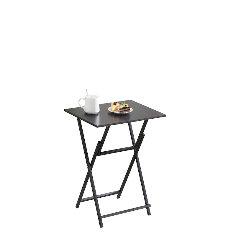 Set di 2 Tavolini Pieghevoli per TV, Tavolino da Divano Portatile, Tavolino da Snack Industriale, Salvaspazio Facile da Piegare Legno Rustico