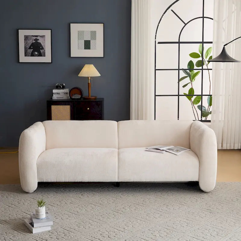 Divano a 3 Posti da 83 Pollici con Design a Onda, Silhouette Curva, Cuscini Morbidi, Capacità 900 libbre