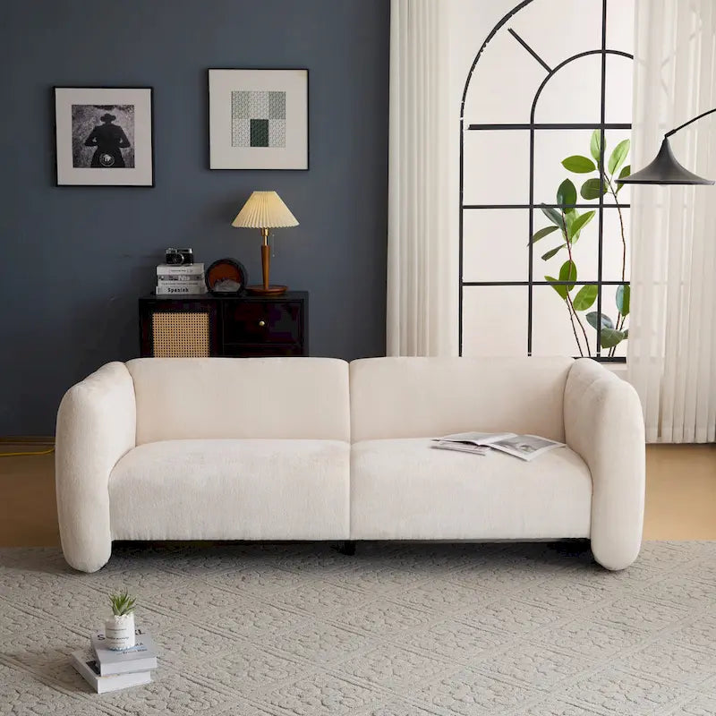 Divano a 3 Posti da 83 Pollici con Design a Onda, Silhouette Curva, Cuscini Morbidi, Capacità 900 libbre