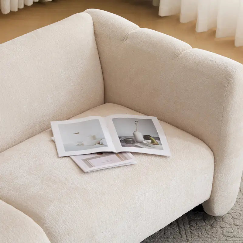 Divano a 3 Posti da 83 Pollici con Design a Onda, Silhouette Curva, Cuscini Morbidi, Capacità 900 libbre
