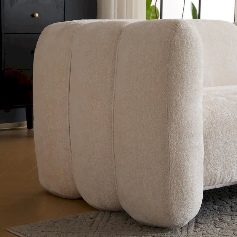 Divano a 3 Posti da 83 Pollici con Design a Onda, Silhouette Curva, Cuscini Morbidi, Capacità 900 libbre
