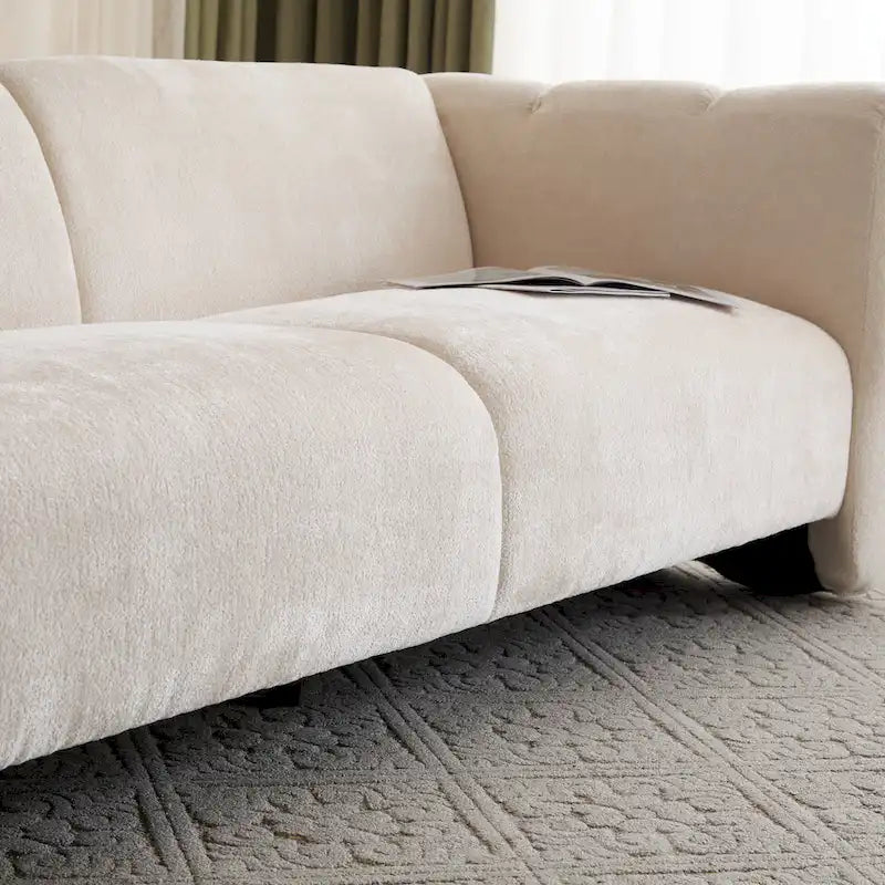 Divano a 3 Posti da 83 Pollici con Design a Onda, Silhouette Curva, Cuscini Morbidi, Capacità 900 libbre