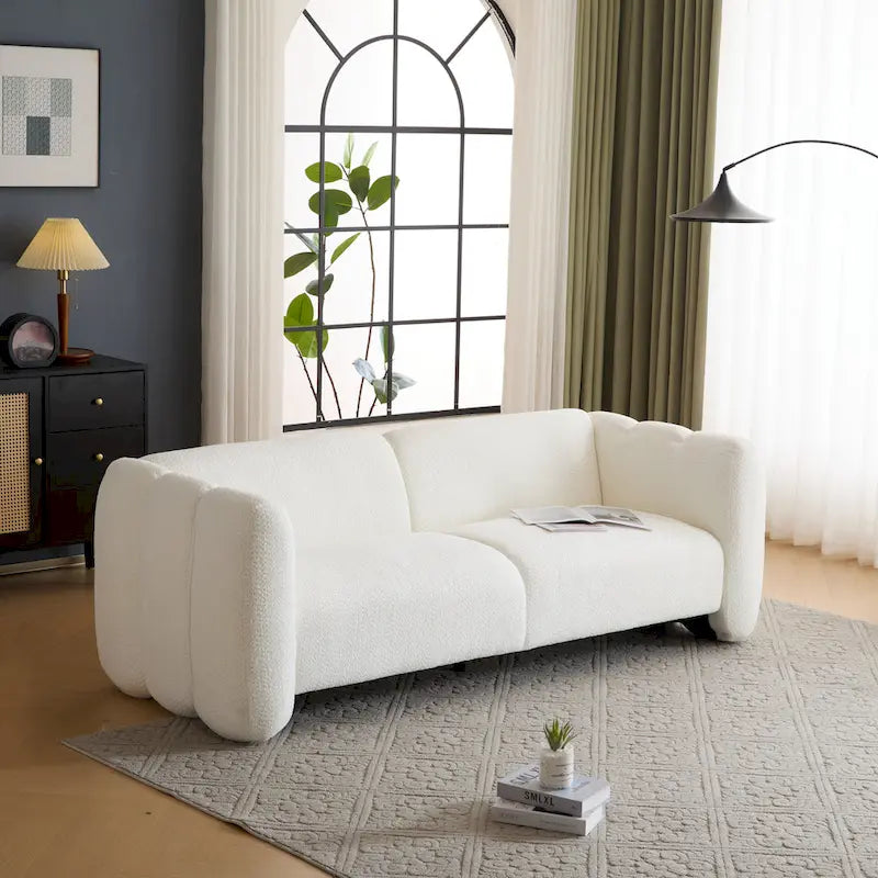 Divano a 3 Posti da 83 Pollici con Design a Onda, Silhouette Curva, Cuscini Morbidi, Capacità 900 libbre