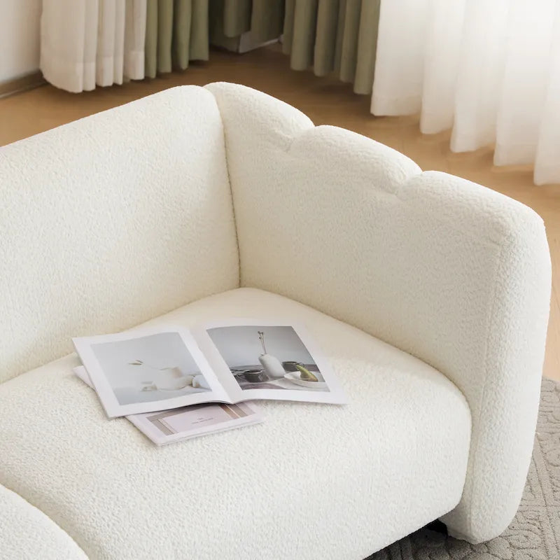 Divano a 3 Posti da 83 Pollici con Design a Onda, Silhouette Curva, Cuscini Morbidi, Capacità 900 libbre