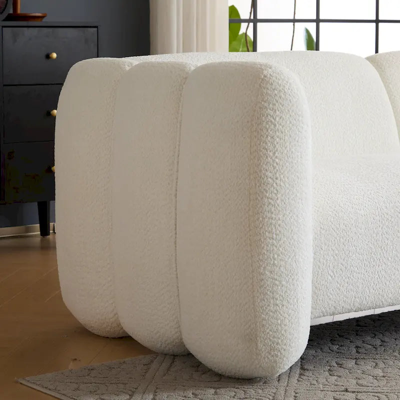 Divano a 3 Posti da 83 Pollici con Design a Onda, Silhouette Curva, Cuscini Morbidi, Capacità 900 libbre