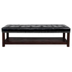 Panca imbottita capitonné da fondo letto con finitura borchiata e ripiano portaoggetti, 152 cm