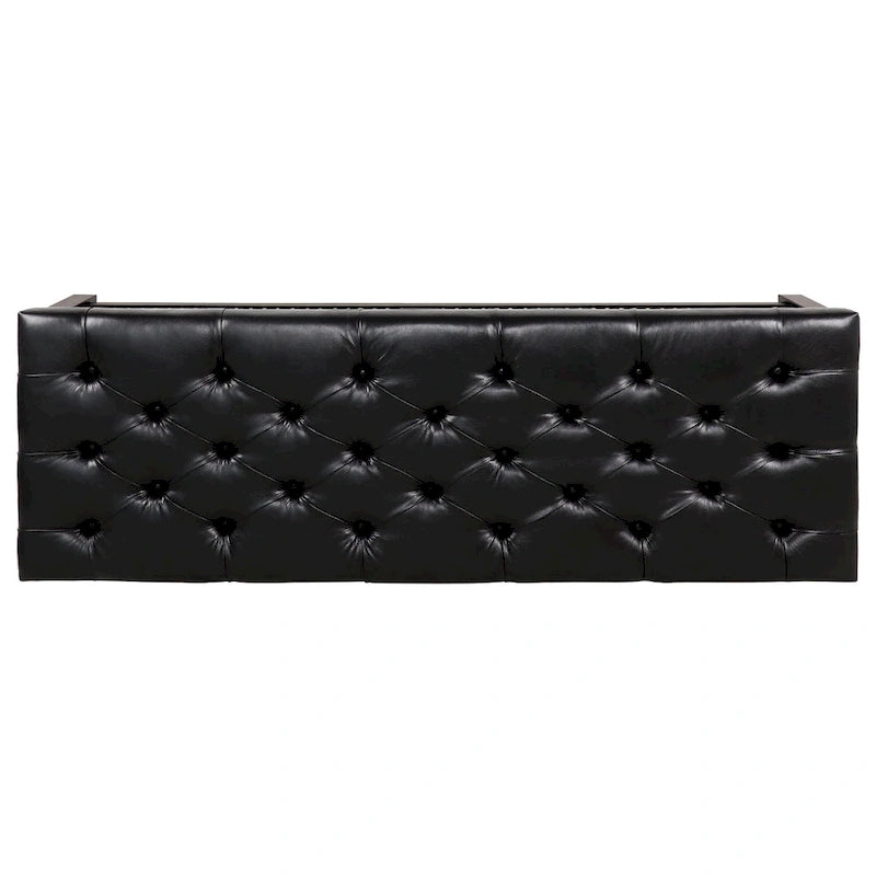 Panca imbottita capitonné da fondo letto con finitura borchiata e ripiano portaoggetti, 152 cm