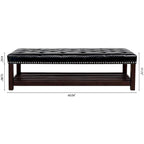 Panca imbottita capitonné da fondo letto con finitura borchiata e ripiano portaoggetti, 152 cm