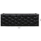 Panca imbottita capitonné da fondo letto con finitura borchiata e ripiano portaoggetti, 152 cm