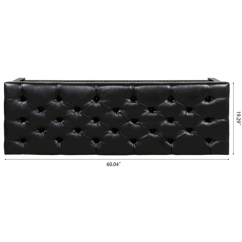 Panca imbottita capitonné da fondo letto con finitura borchiata e ripiano portaoggetti, 152 cm
