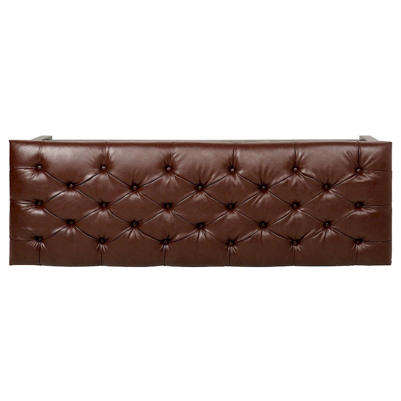 Panca imbottita capitonné da fondo letto con finitura borchiata e ripiano portaoggetti, 152 cm