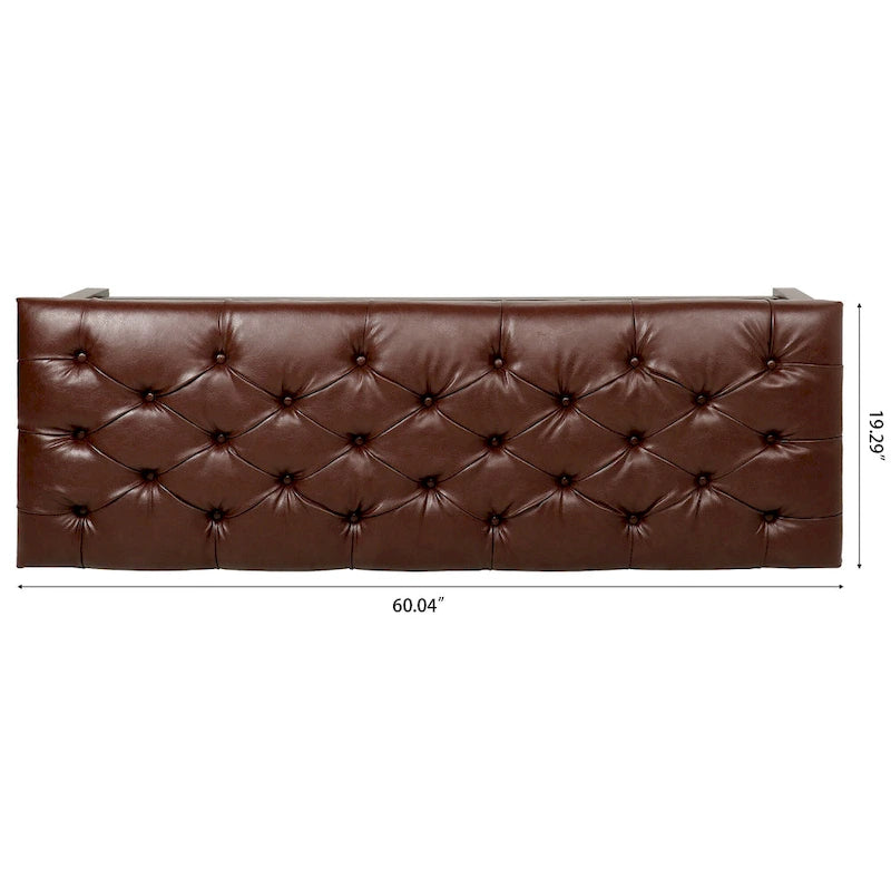Panca imbottita capitonné da fondo letto con finitura borchiata e ripiano portaoggetti, 152 cm