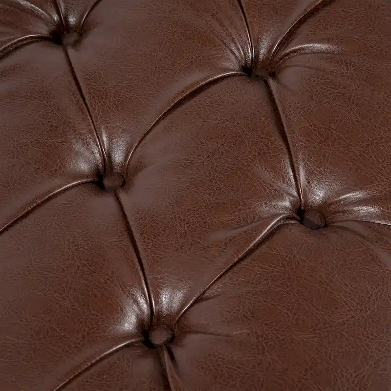 Panca imbottita capitonné da fondo letto con finitura borchiata e ripiano portaoggetti, 152 cm