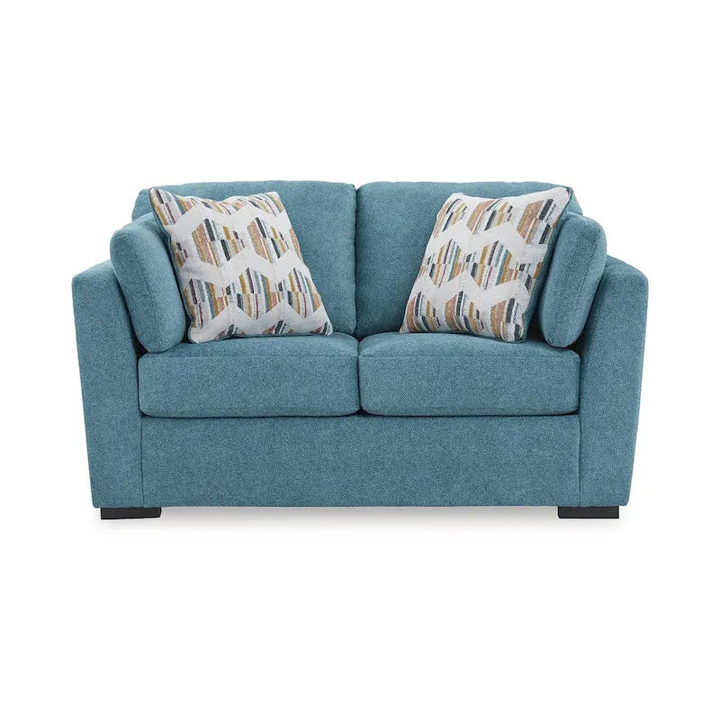 Set di mobili imbottiti per soggiorno da 4 pezzi - Divano, divanetto, poltrona e pouf, poliestere effetto velluto