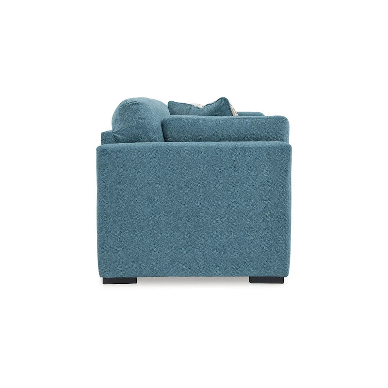 Set di mobili imbottiti per soggiorno da 4 pezzi - Divano, divanetto, poltrona e pouf, poliestere effetto velluto