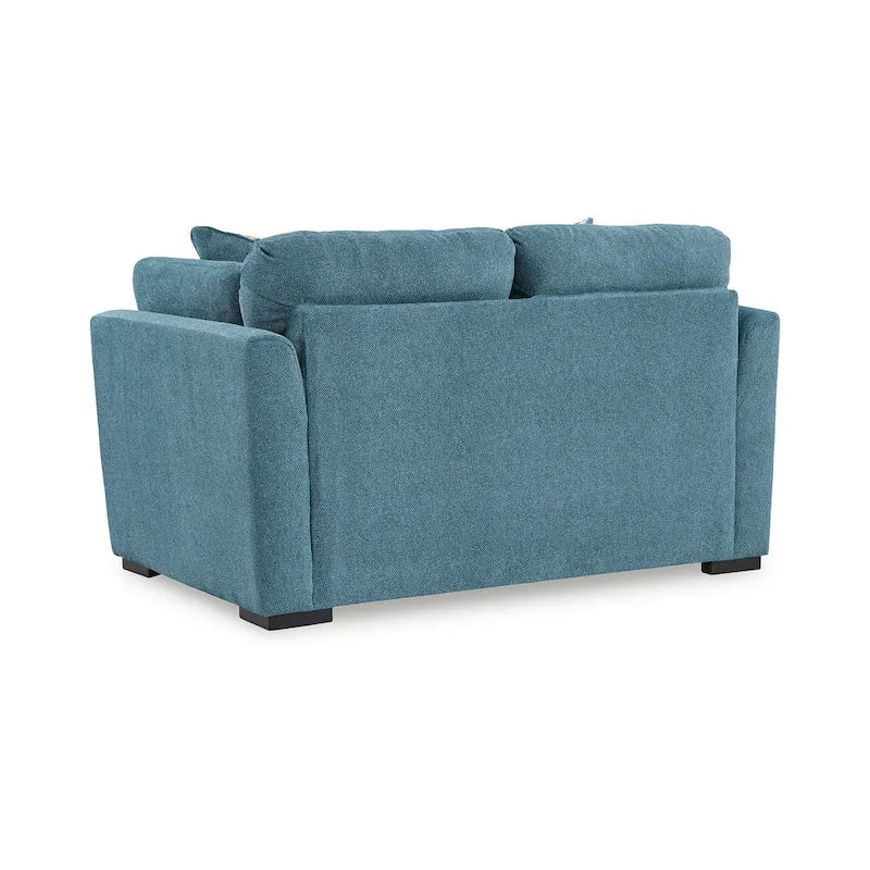 Set di mobili imbottiti per soggiorno da 4 pezzi - Divano, divanetto, poltrona e pouf, poliestere effetto velluto