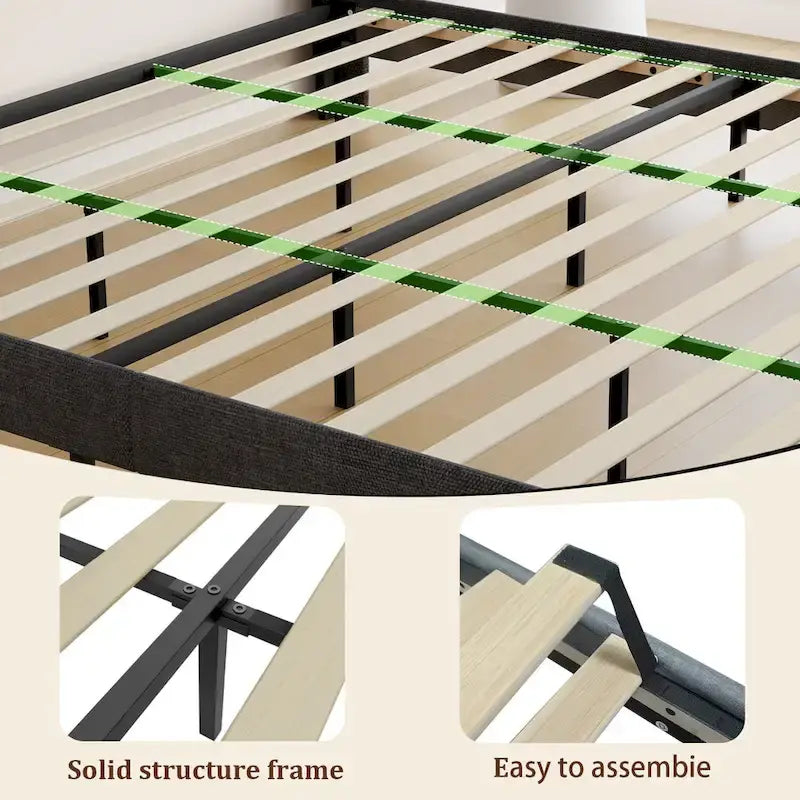 Letto matrimoniale king size con testiera di ricarica, luci RGB e porte USB da 20W