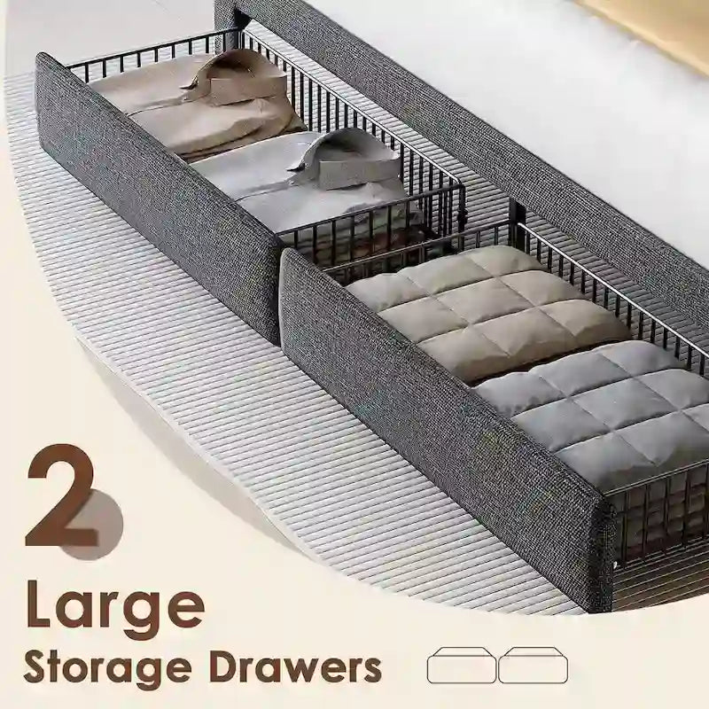 Letto matrimoniale king size con testiera di ricarica, luci RGB e porte USB da 20W