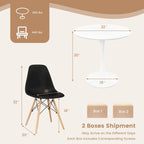 Set da Pranzo Moderno Rotondo da 5 Pezzi, Tavolo da 81 cm e 4 Sedie DSW, Design Compatto