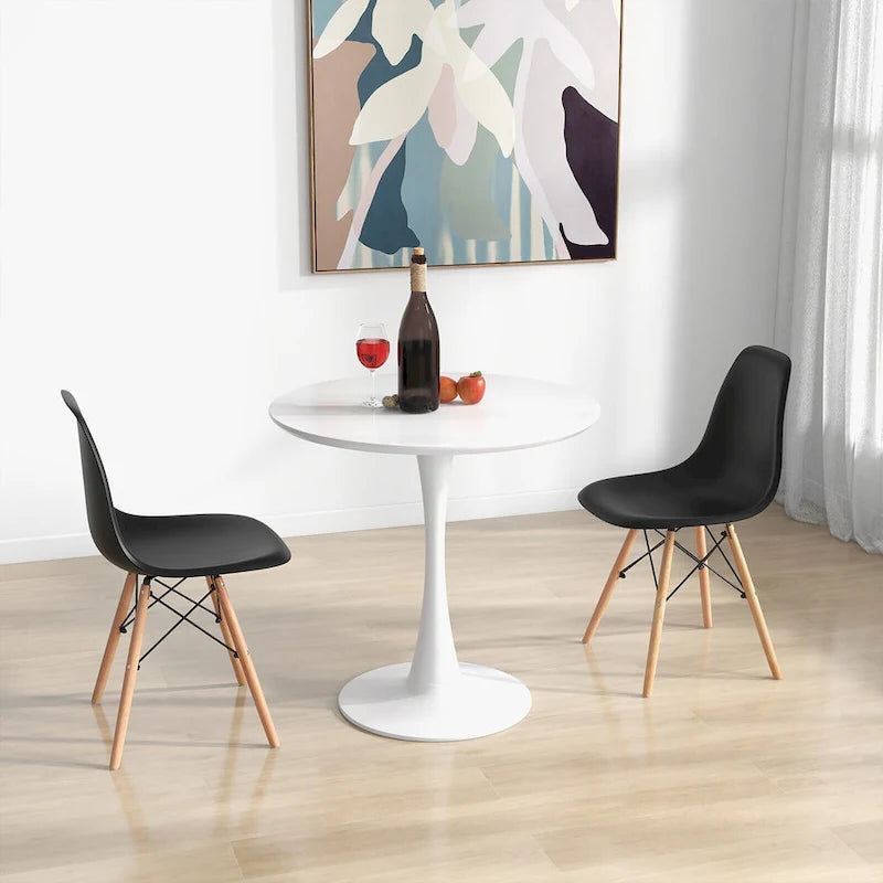 Set da Pranzo Moderno Rotondo da 5 Pezzi, Tavolo da 81 cm e 4 Sedie DSW, Design Compatto