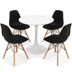 Set da Pranzo Moderno Rotondo da 5 Pezzi, Tavolo da 81 cm e 4 Sedie DSW, Design Compatto