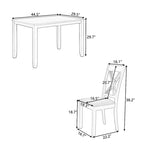Set tavolo e sedie in legno da 5 pezzi, set tavolo da pranzo da cucina per 4 persone con tavolo rettangolare e 4 sedie imbottite con schienale a X