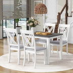 Set tavolo e sedie in legno da 5 pezzi, set tavolo da pranzo da cucina per 4 persone con tavolo rettangolare e 4 sedie imbottite con schienale a X