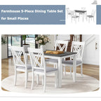 Set tavolo e sedie in legno da 5 pezzi, set tavolo da pranzo da cucina per 4 persone con tavolo rettangolare e 4 sedie imbottite con schienale a X