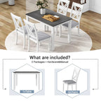 Set tavolo e sedie in legno da 5 pezzi, set tavolo da pranzo da cucina per 4 persone con tavolo rettangolare e 4 sedie imbottite con schienale a X