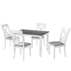 Set tavolo e sedie in legno da 5 pezzi, set tavolo da pranzo da cucina per 4 persone con tavolo rettangolare e 4 sedie imbottite con schienale a X