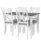 Set tavolo e sedie in legno da 5 pezzi, set tavolo da pranzo da cucina per 4 persone con tavolo rettangolare e 4 sedie imbottite con schienale a X
