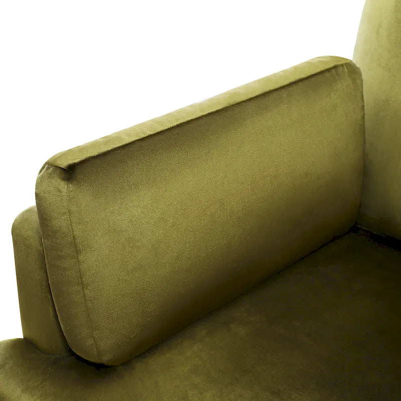 Poltrona d'accento moderna verde 37 con gambe in plastica e cuscini per il soggiorno