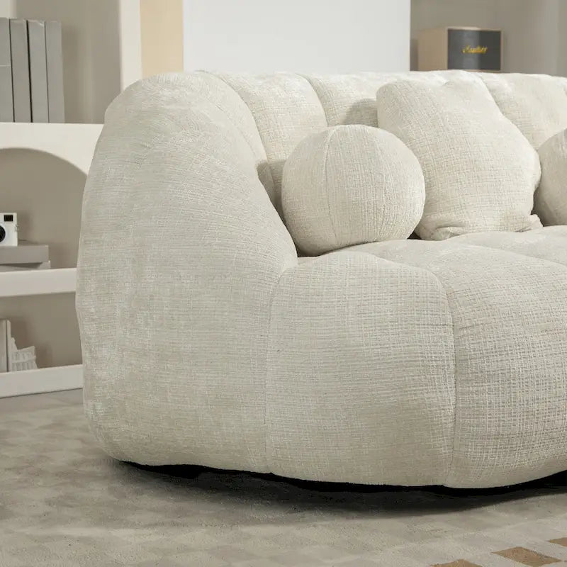 Poltrona lounge 63,78 bianca in ciniglia con imbottitura in schiuma e cuscini