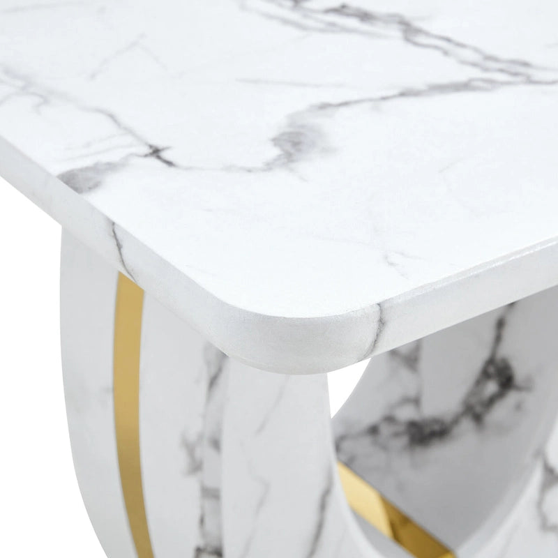 Tavolino quadrato moderno da 23,6 pollici con strisce decorative placcate in oro per soggiorno