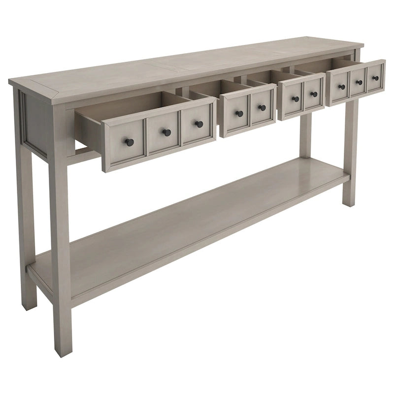 Consolle rustica da ingresso con 4 cassetti e ripiano inferiore, 152 cm