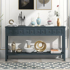 Consolle rustica da ingresso con 4 cassetti e ripiano inferiore, 152 cm