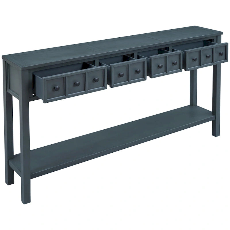 Consolle rustica da ingresso con 4 cassetti e ripiano inferiore, 152 cm