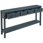 Consolle rustica da ingresso con 4 cassetti e ripiano inferiore, 152 cm