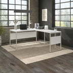 Scrivania ad angolo, 60"L x 30"P x 30"A, gambe in metallo, gestione cavi, capacità 200 libbre