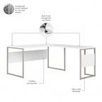 Scrivania ad angolo, 60"L x 30"P x 30"A, gambe in metallo, gestione cavi, capacità 200 libbre