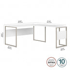 Scrivania ad angolo, 60"L x 30"P x 30"A, gambe in metallo, gestione cavi, capacità 200 libbre