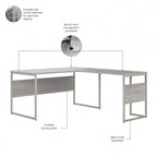 Scrivania ad angolo, 60"L x 30"P x 30"A, gambe in metallo, gestione cavi, capacità 200 libbre