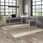 Scrivania ad angolo, 60"L x 30"P x 30"A, gambe in metallo, gestione cavi, capacità 200 libbre