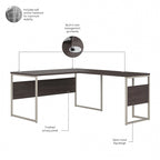 Scrivania ad angolo, 60"L x 30"P x 30"A, gambe in metallo, gestione cavi, capacità 200 libbre