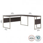 Scrivania ad angolo, 60"L x 30"P x 30"A, gambe in metallo, gestione cavi, capacità 200 libbre