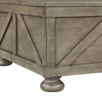 Tavolino da caffè contenitore con ripiano sollevabile Farmhouse da 91 cm, acacia e pino, finitura anticata