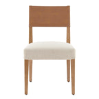 Sedia da pranzo in similpelle e lino, set da 2, gambe in legno massello
