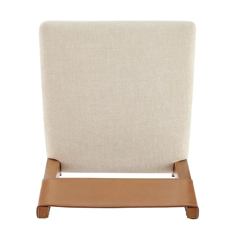 Sedia da pranzo in similpelle e lino, set da 2, gambe in legno massello