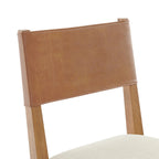 Sedia da pranzo in similpelle e lino, set da 2, gambe in legno massello