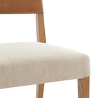 Sedia da pranzo in similpelle e lino, set da 2, gambe in legno massello
